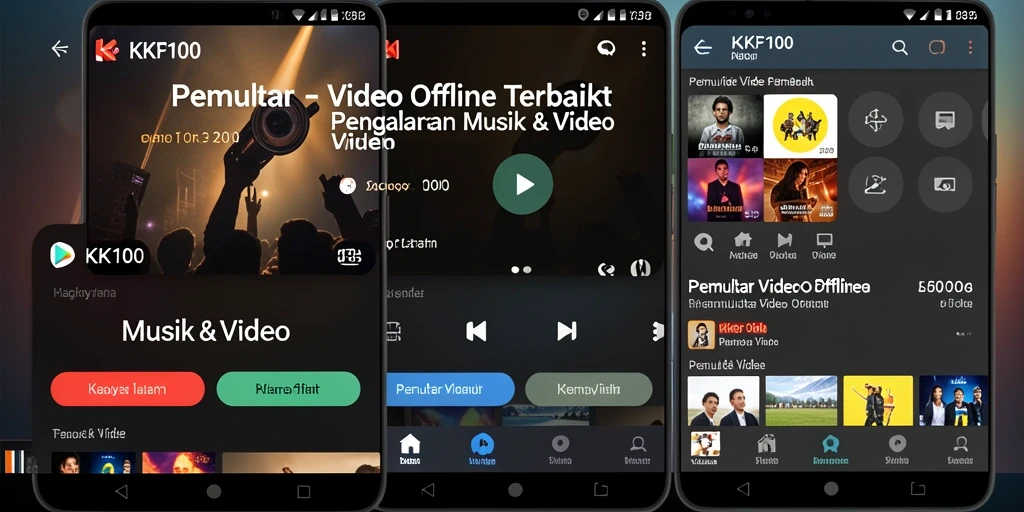 Tampilan antarmuka KPK100 untuk pemutar video offline yang menarik.