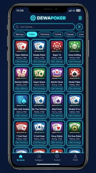 Tampilan katalog aplikasi dewapoker