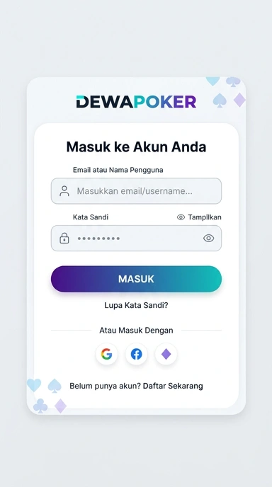 Tampilan halaman login dewapoker