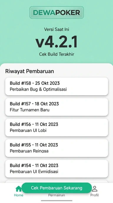 Tampilan riwayat versi dewapoker